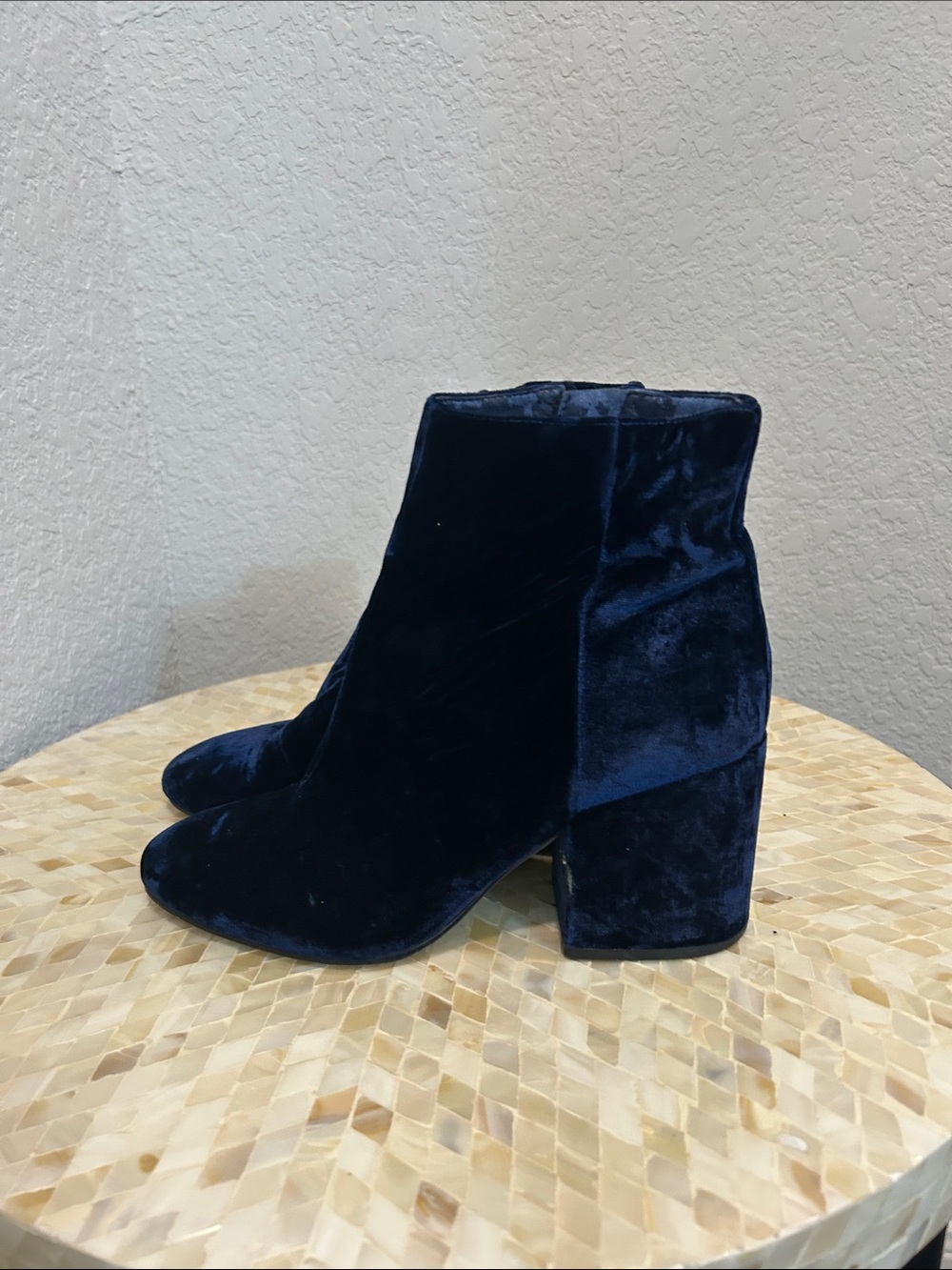 Sam Edelman Navy Velvet Block Heel Ankle Boots size 9 - Picture 3 of 9